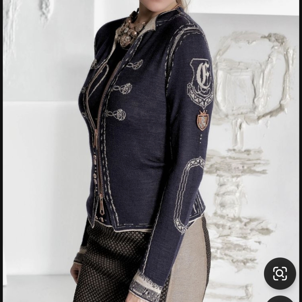 Elisa Cavaletti Daniela Dallavalle Reversible Front Zip Cardigan Printed Large L